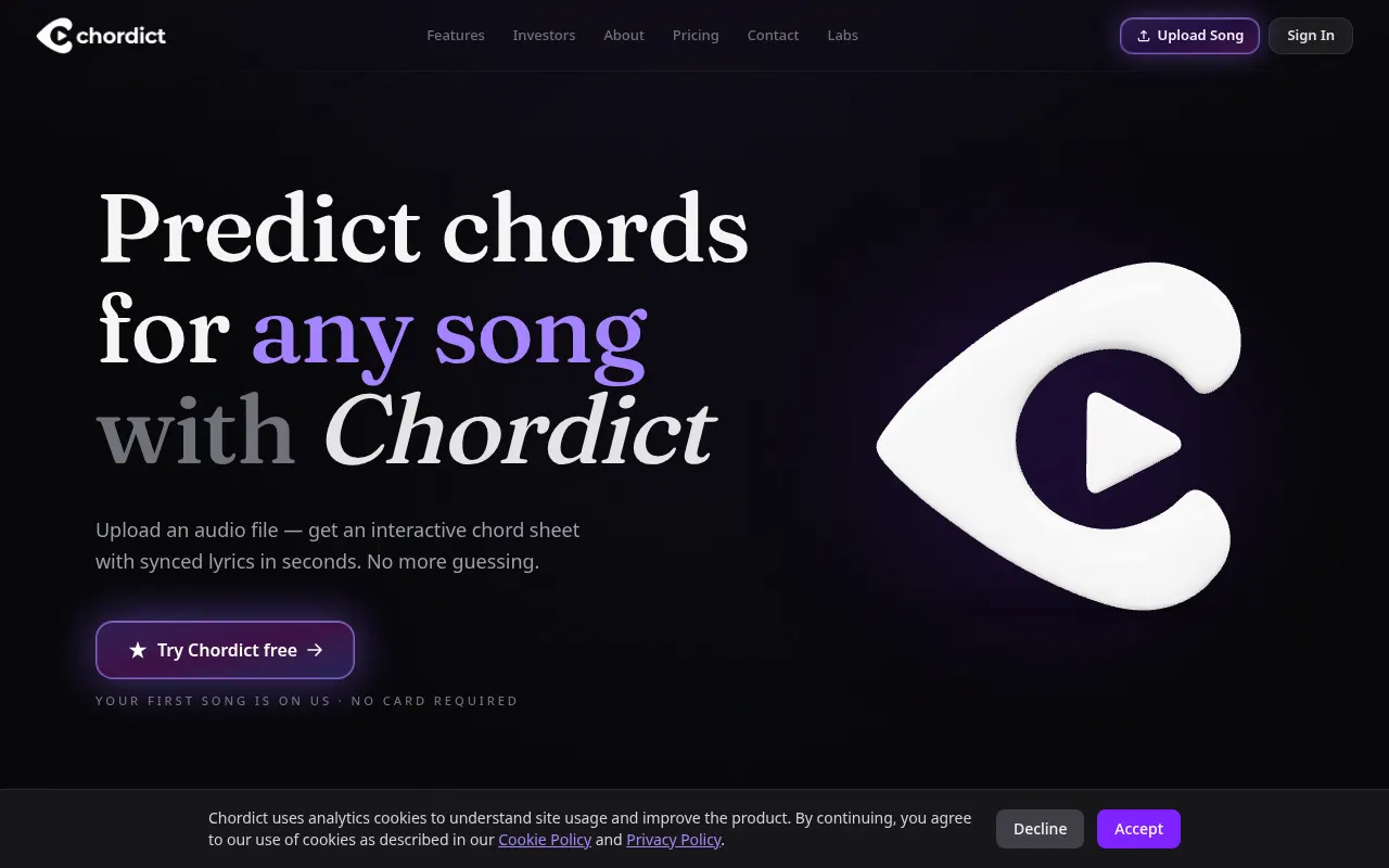 Homepage of chordict.com