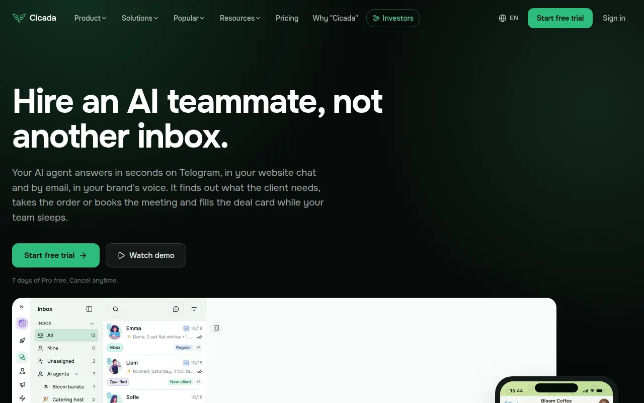 Homepage of cicada.team
