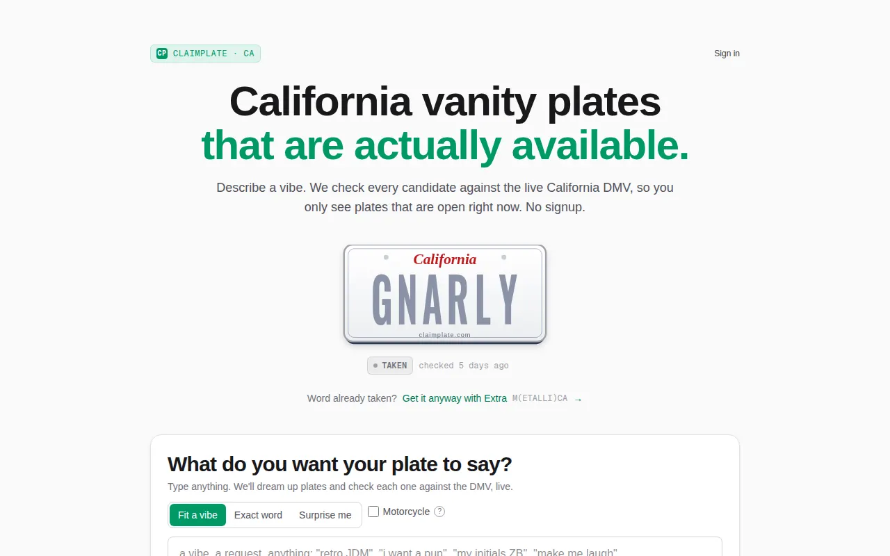 Homepage of claimplate.com