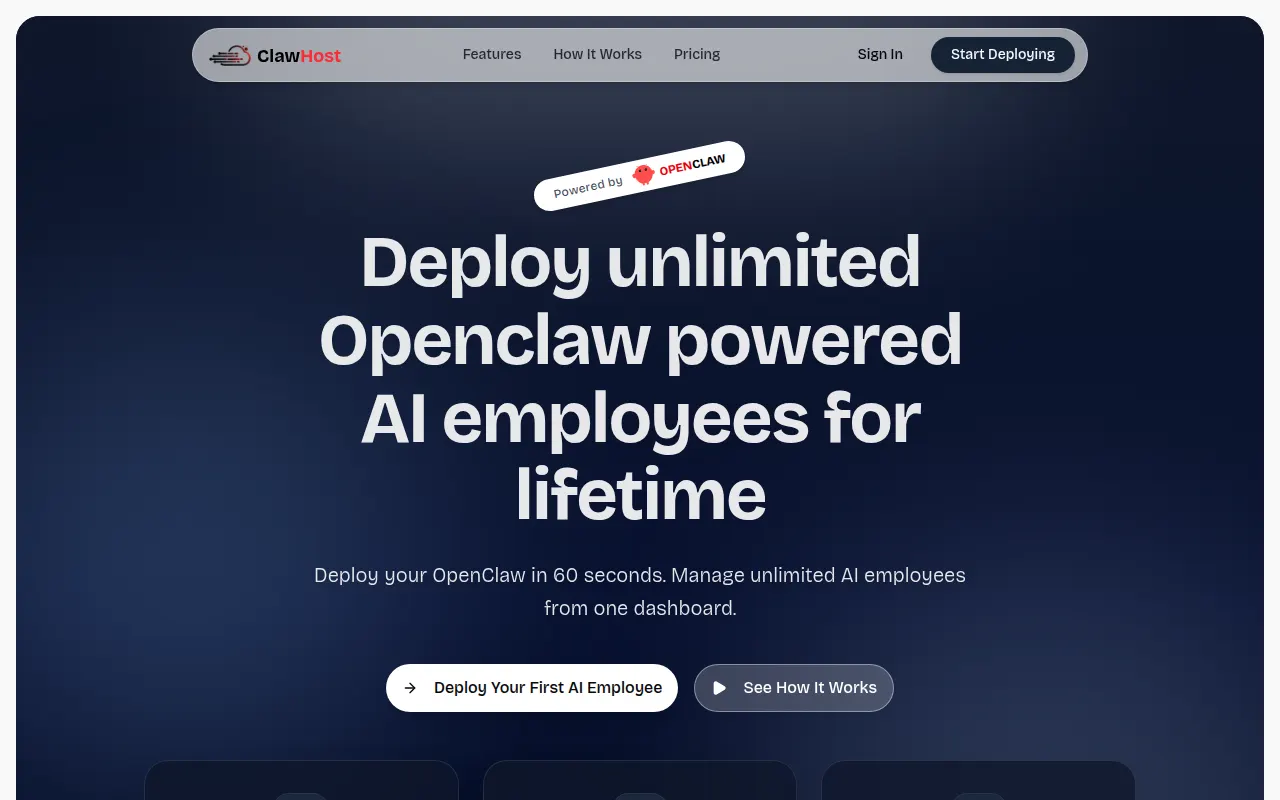 Homepage of clawhost.pro