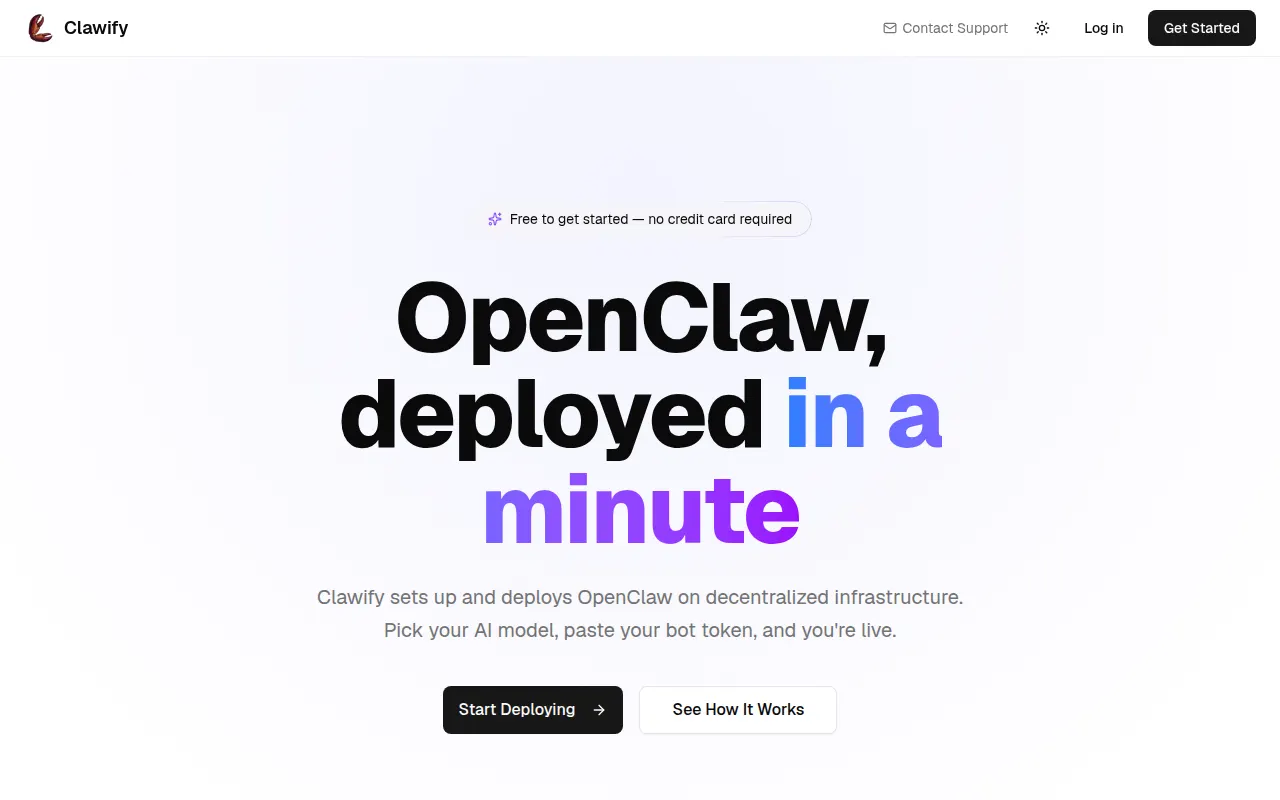 Homepage of clawify.xyz