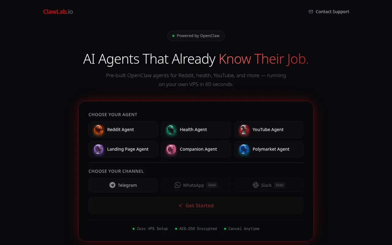 Homepage of clawlab.io