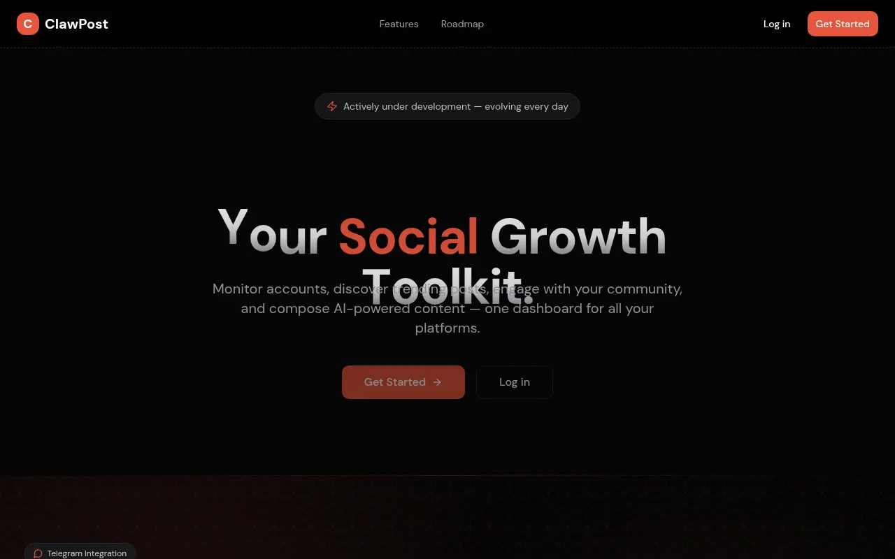 Homepage of clawpost.dev