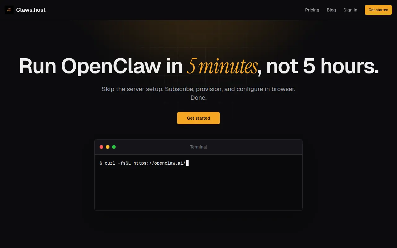 Homepage of claws.host