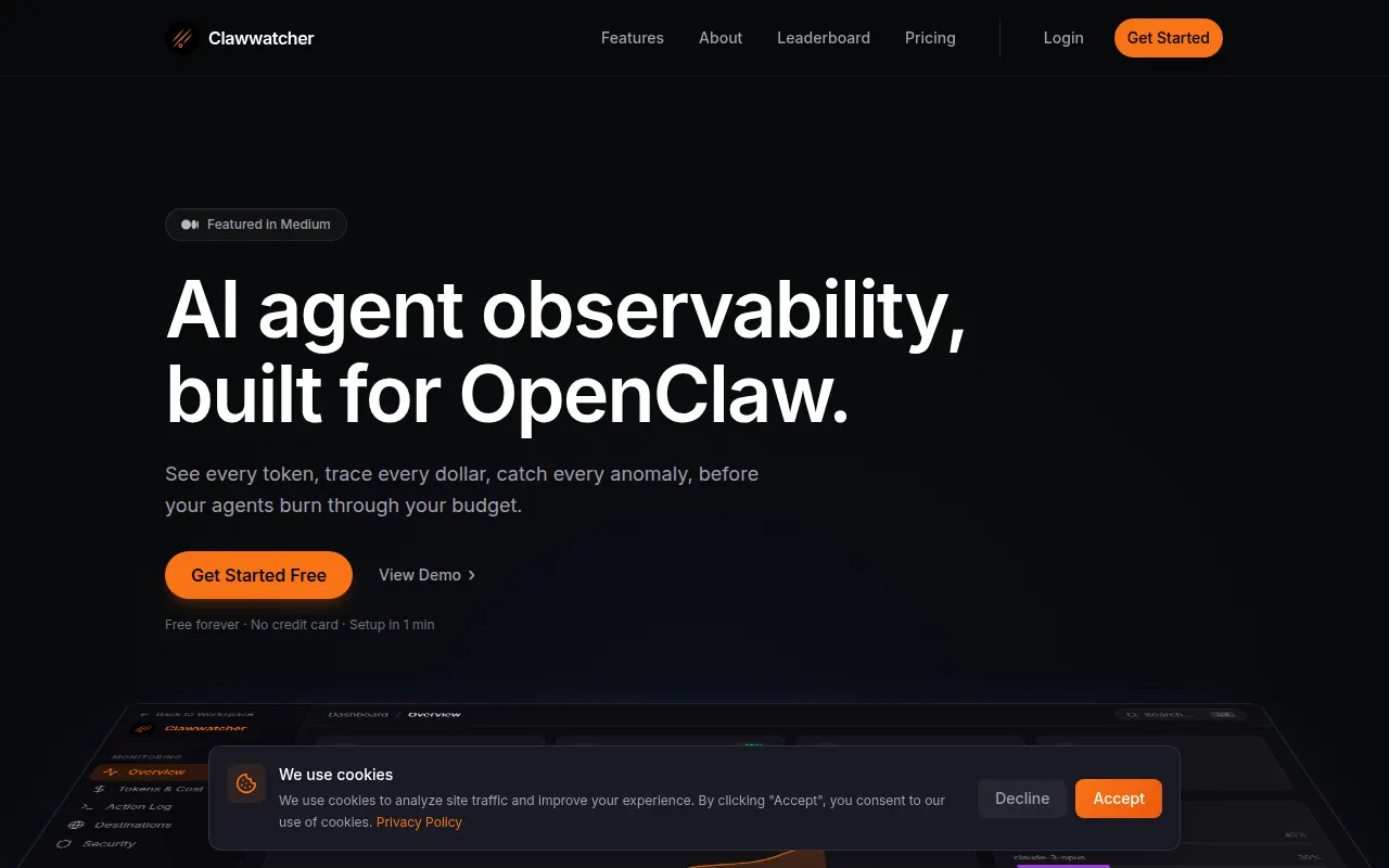 Homepage of clawwatcher.com