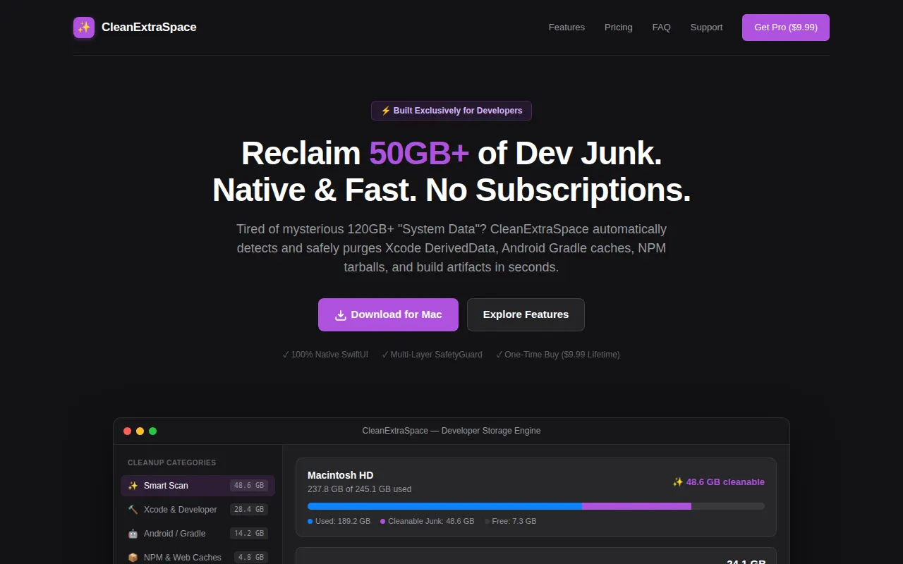 Homepage of cleanextra.space