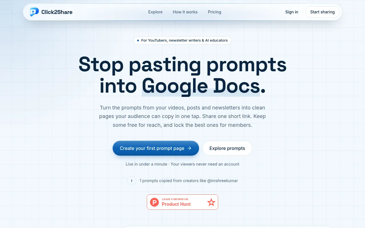 Homepage of clickshare.notaislop.xyz