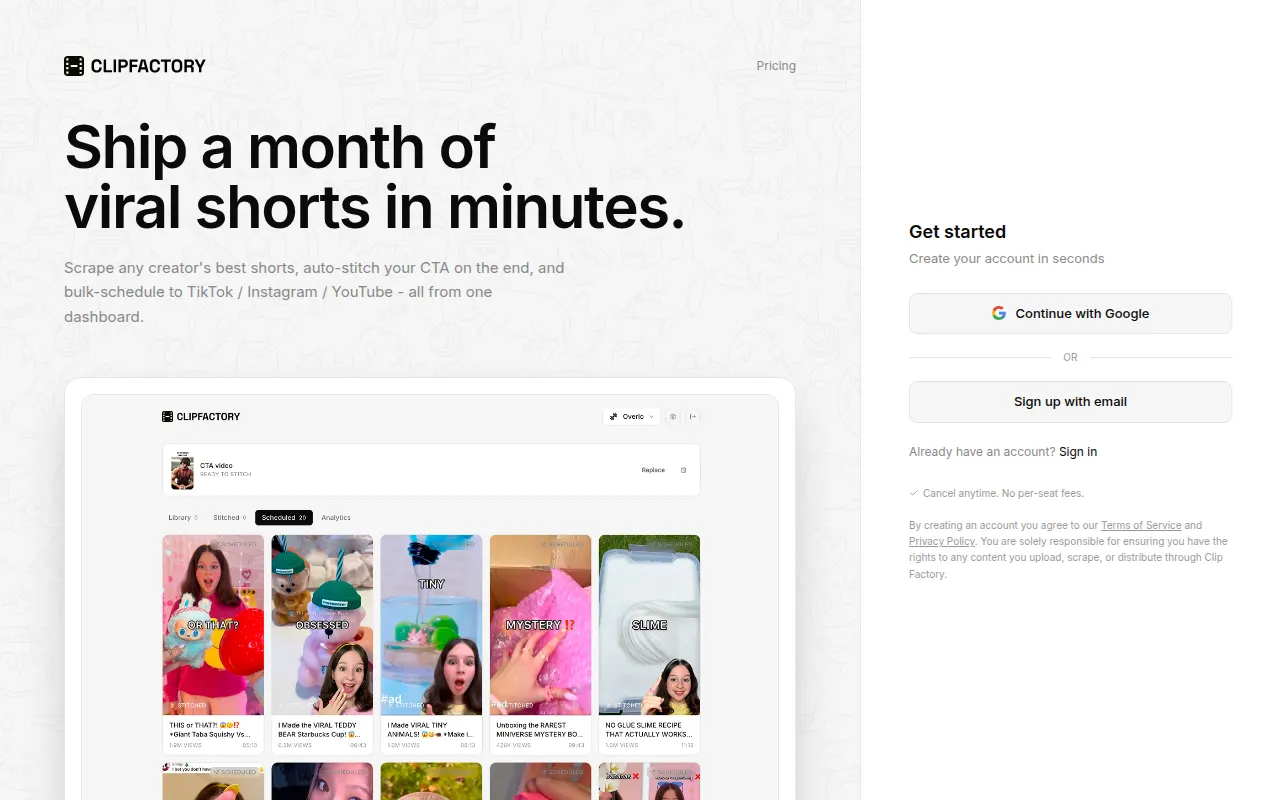 Homepage of clip-factory.app