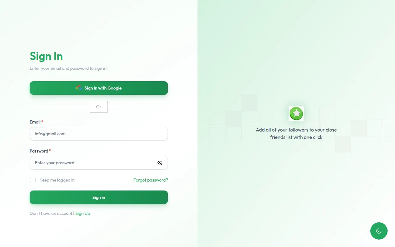 Homepage of closefriendsmanager.app