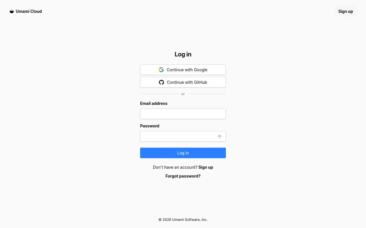 Homepage of cloud.umami.is
