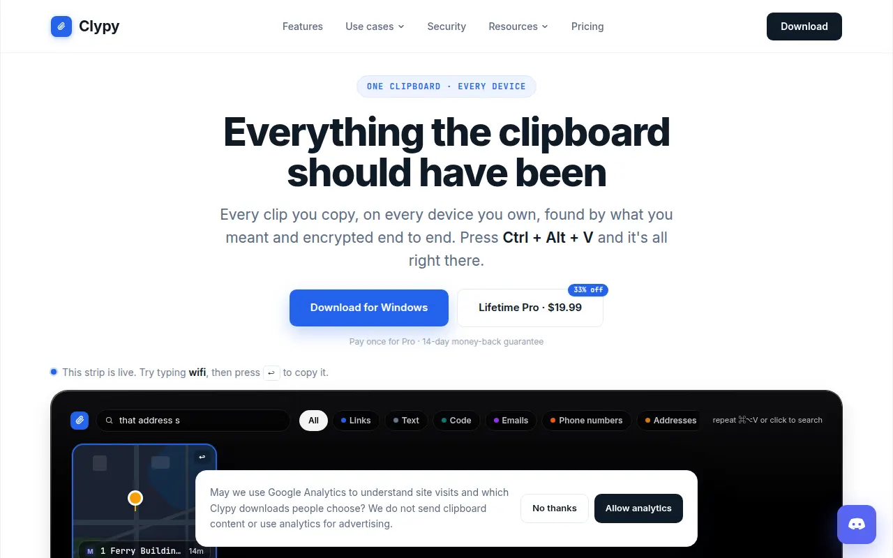 Homepage of clypy.app