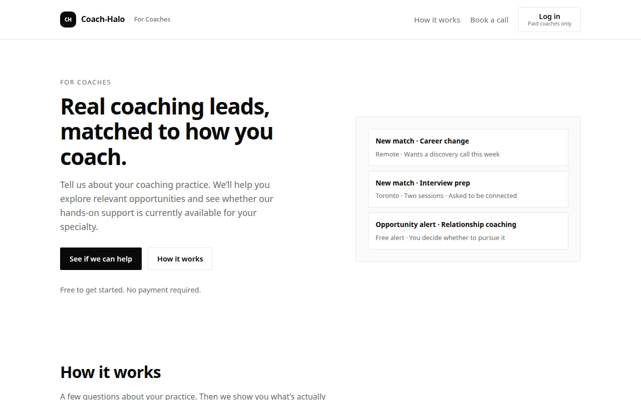 Homepage of coach-halo.com