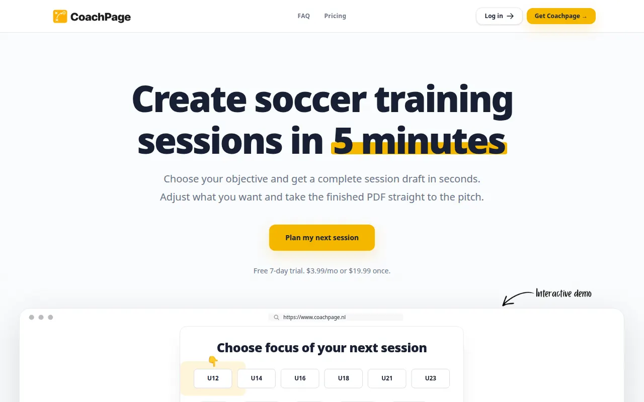 Homepage of coachpage.nl
