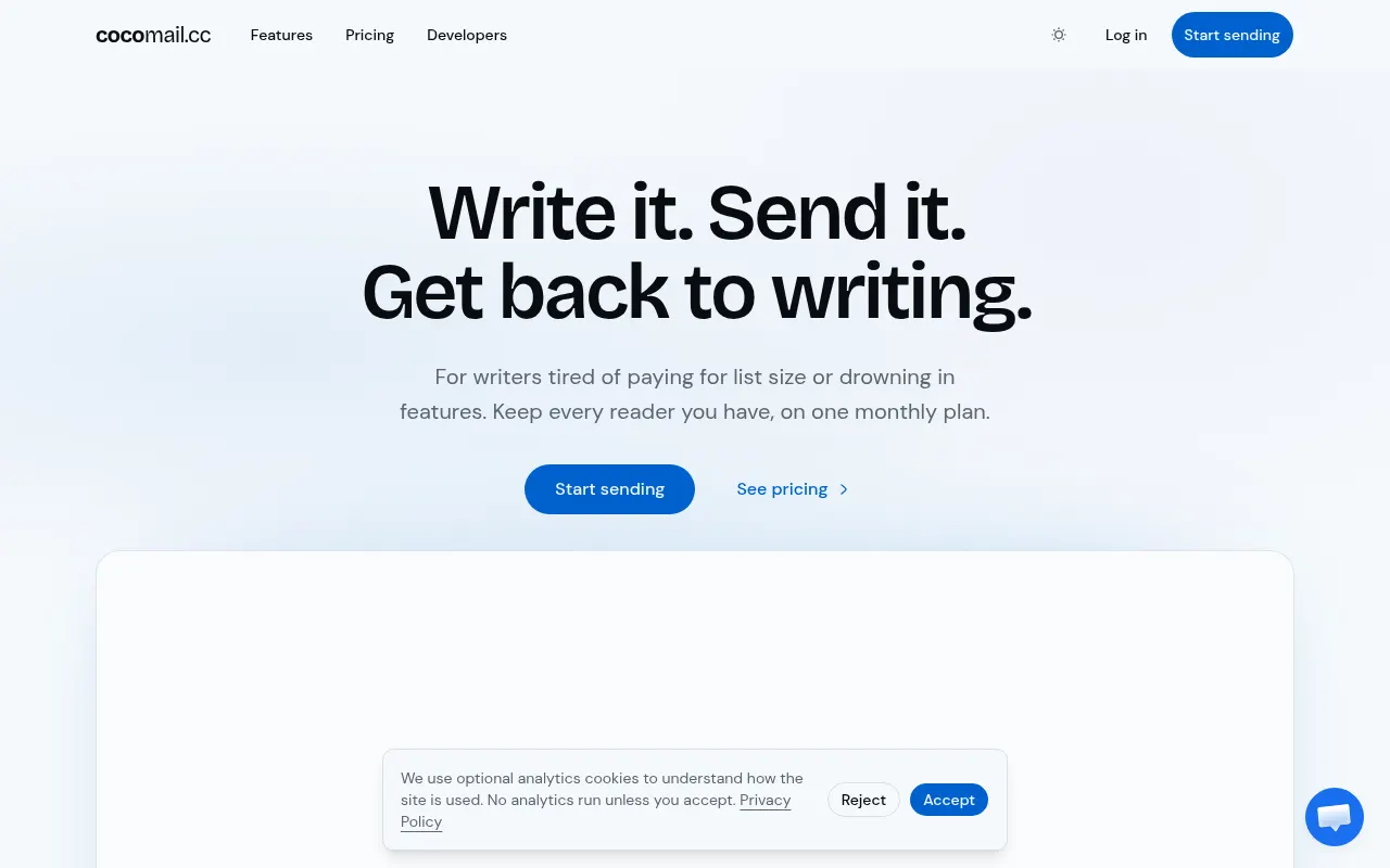 Homepage of cocomail.cc