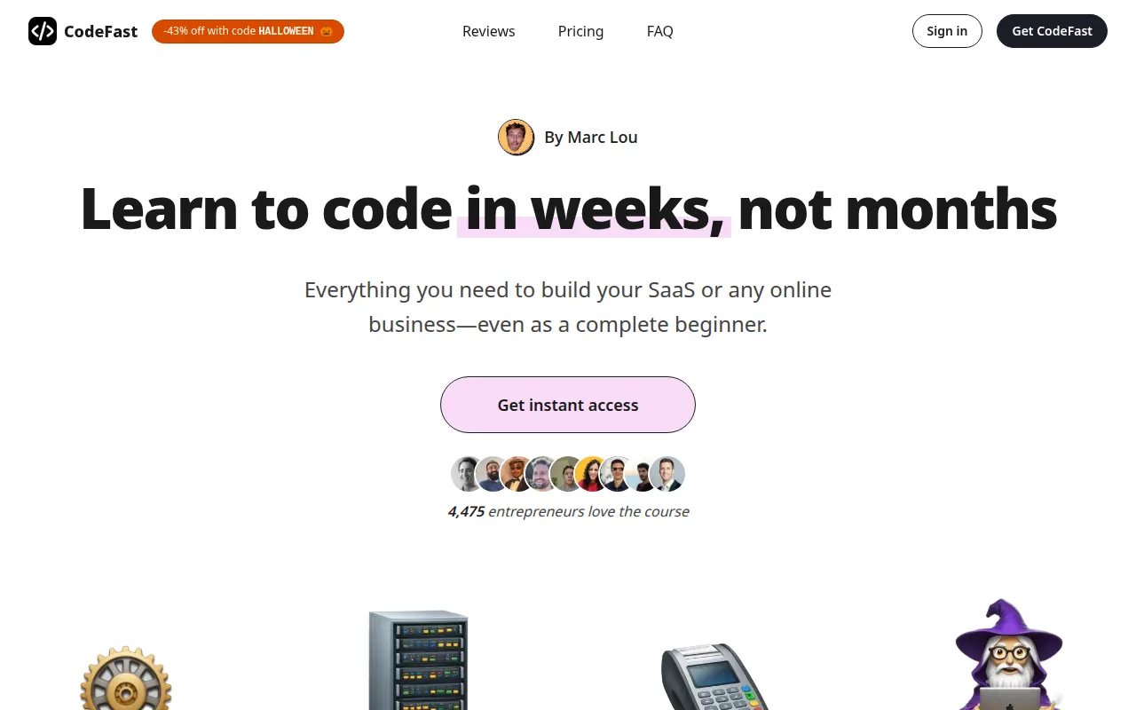 Homepage of codefa.st