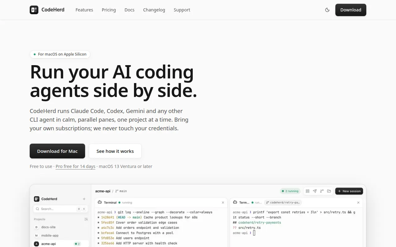 Homepage of codeherd.app