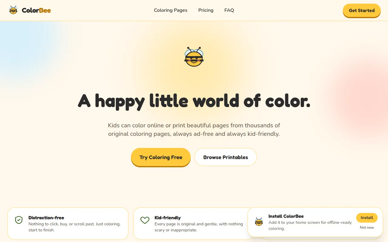Homepage of colorbee.app