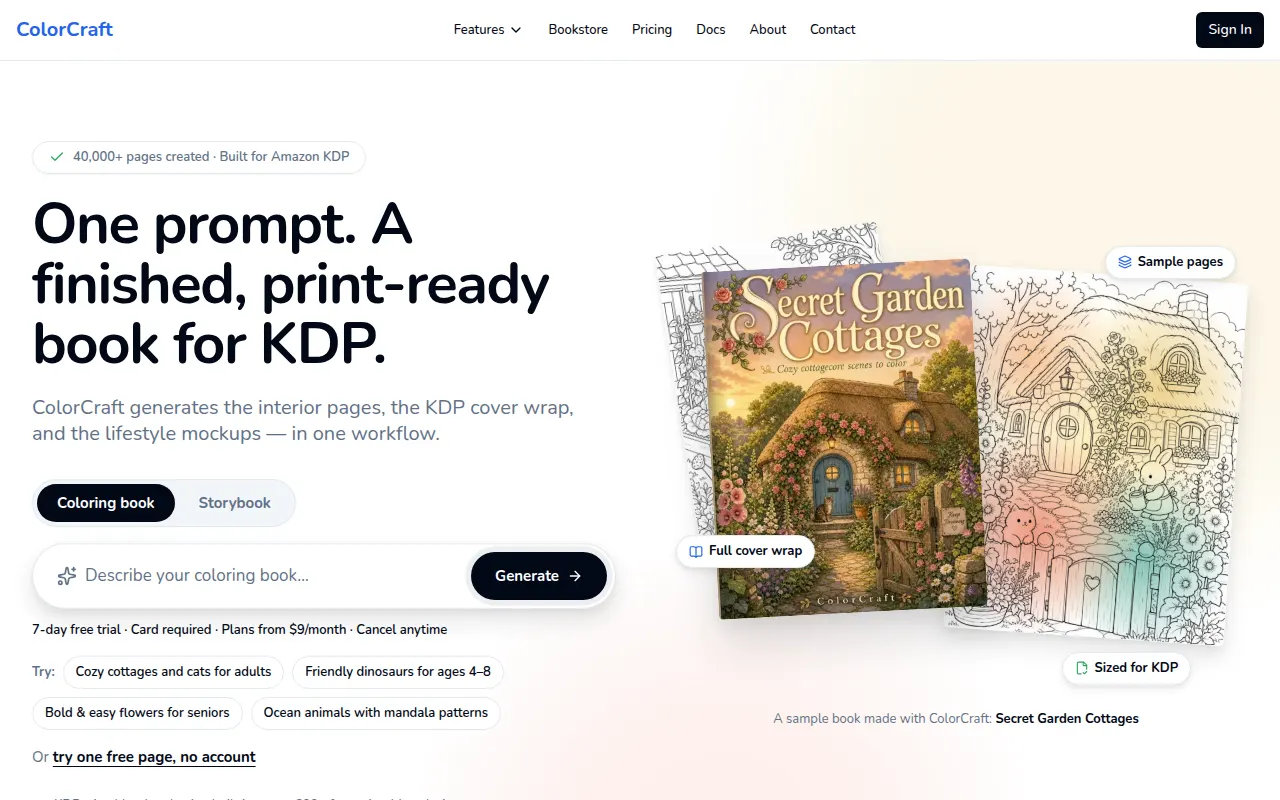 Homepage of colorcraft.ai