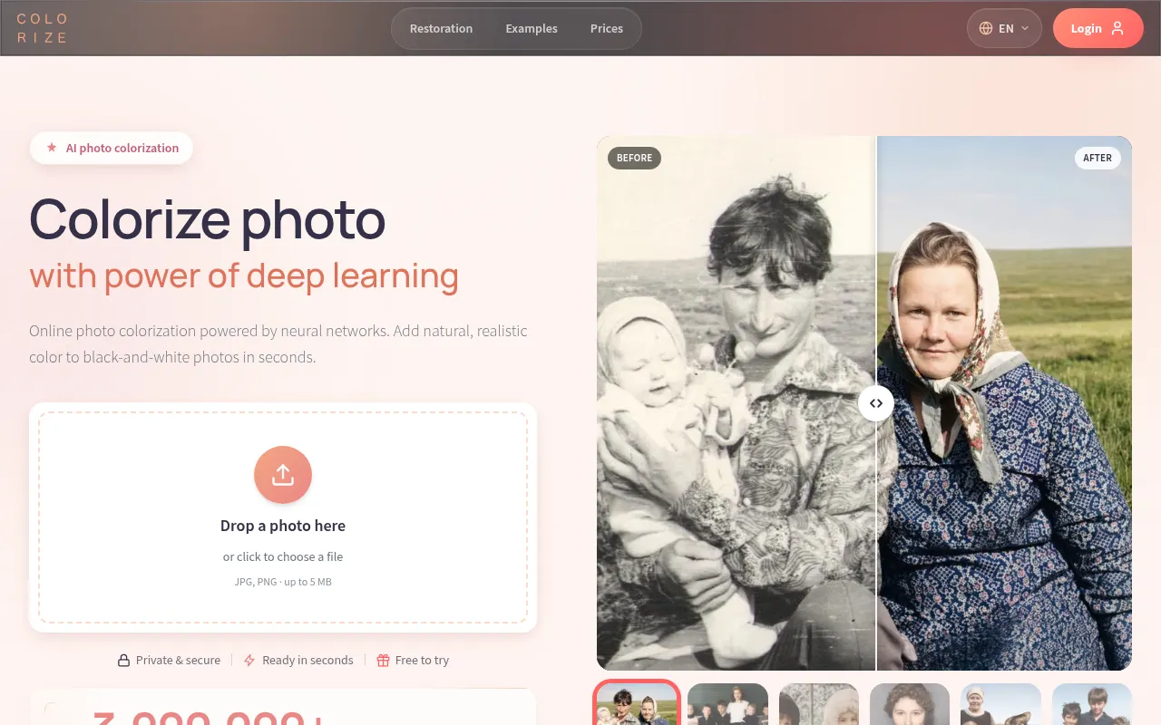 Homepage of colorize.cc