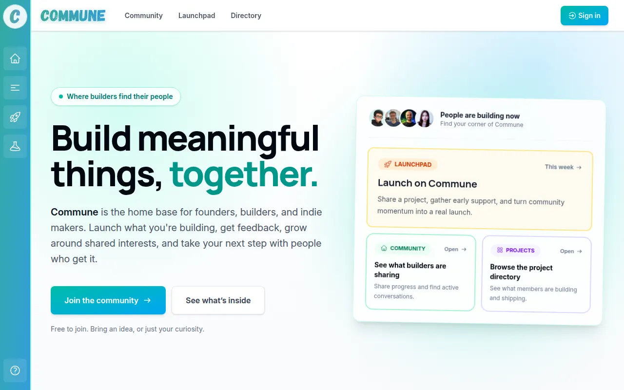 Homepage of commune.build