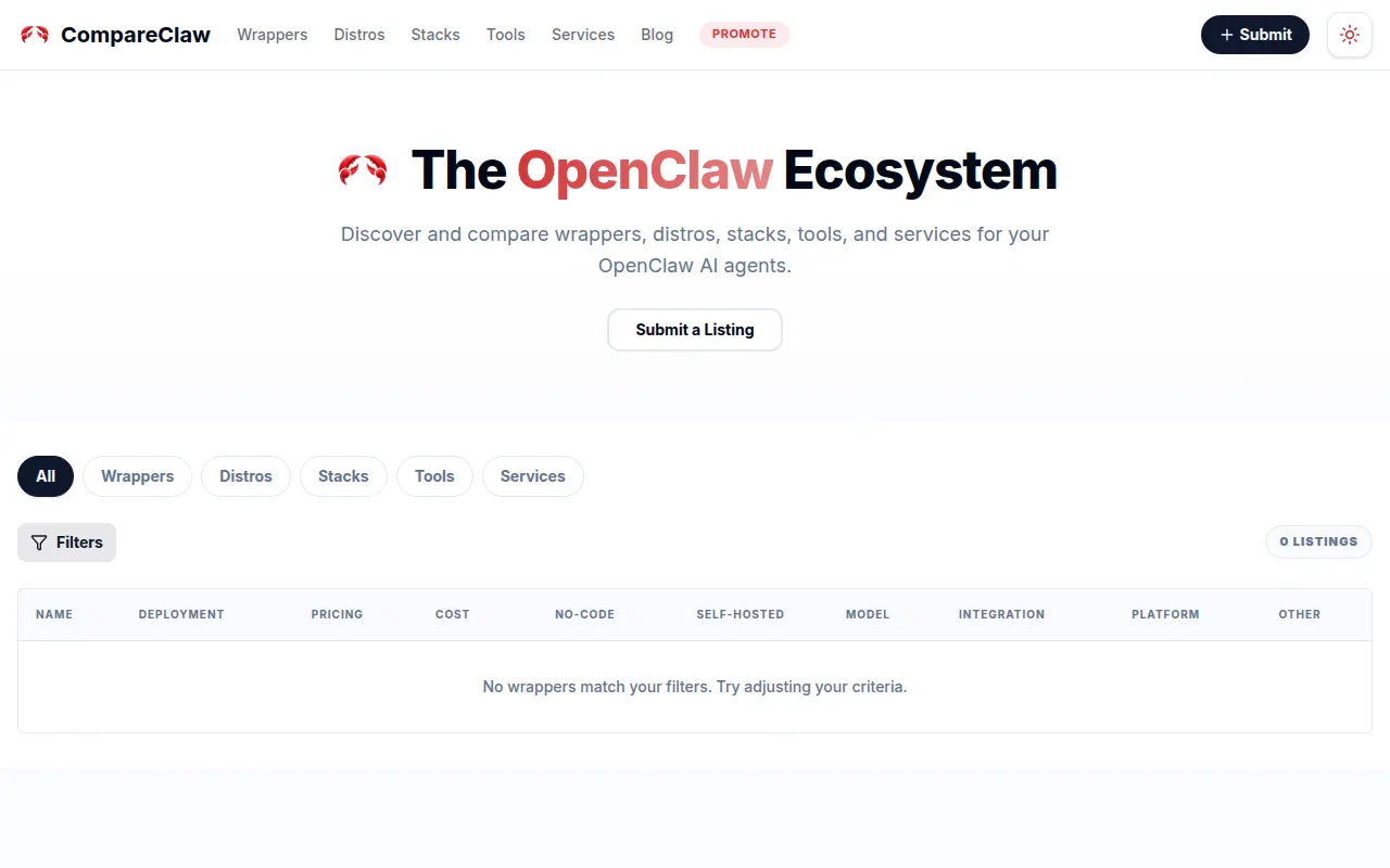 Homepage of compareclaw.com