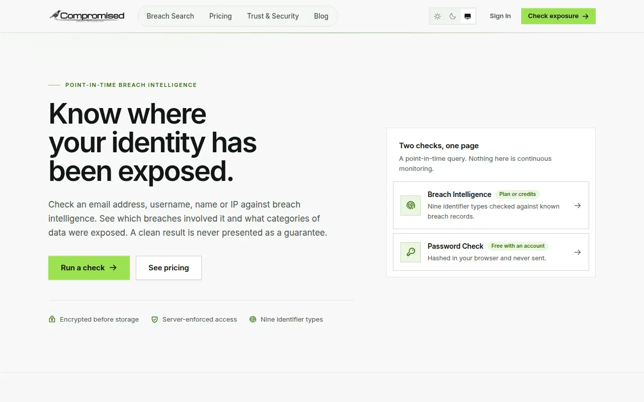 Homepage of compromised.ai