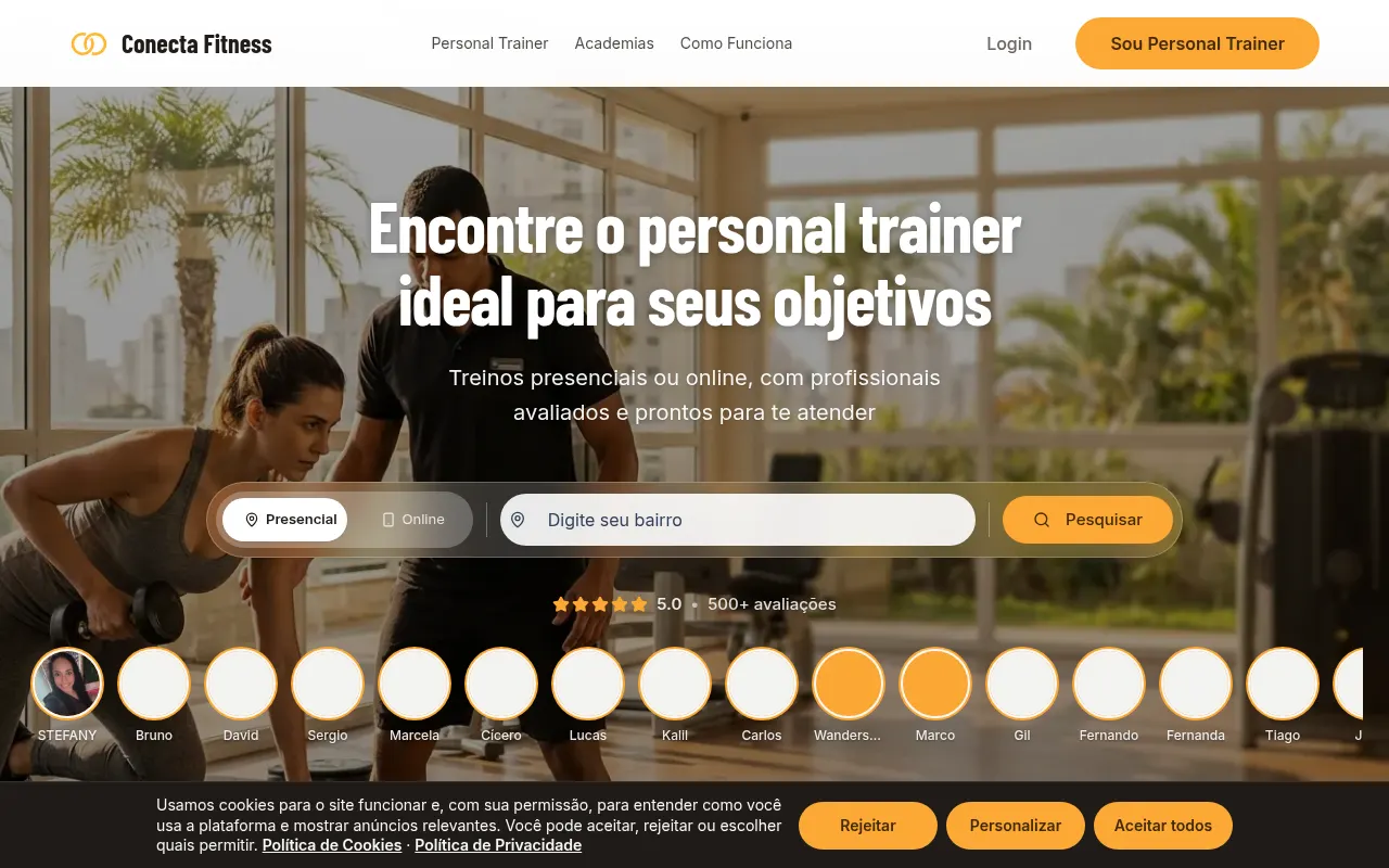 Homepage of conecta.fitness