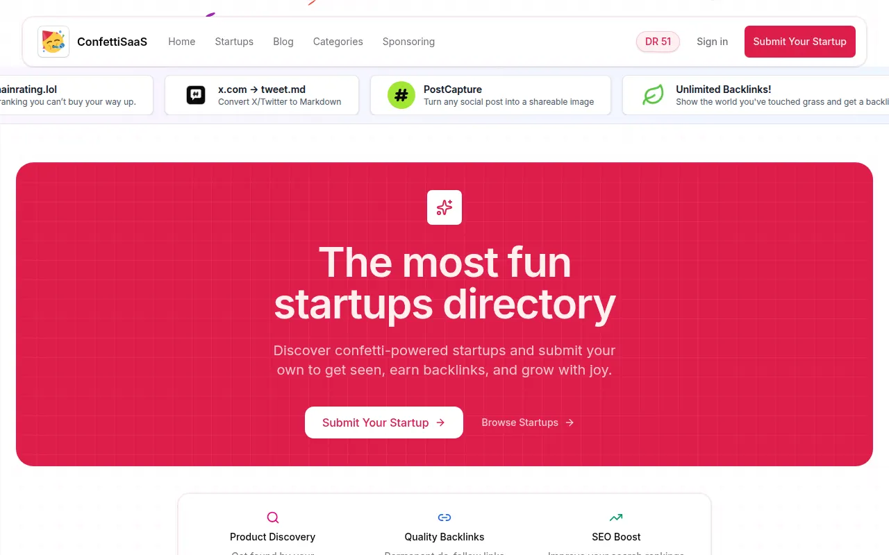 Homepage of confettisaas.com