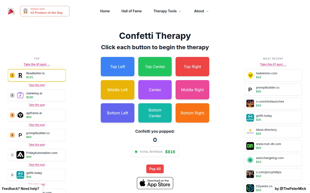 Homepage of confettitherapy.com