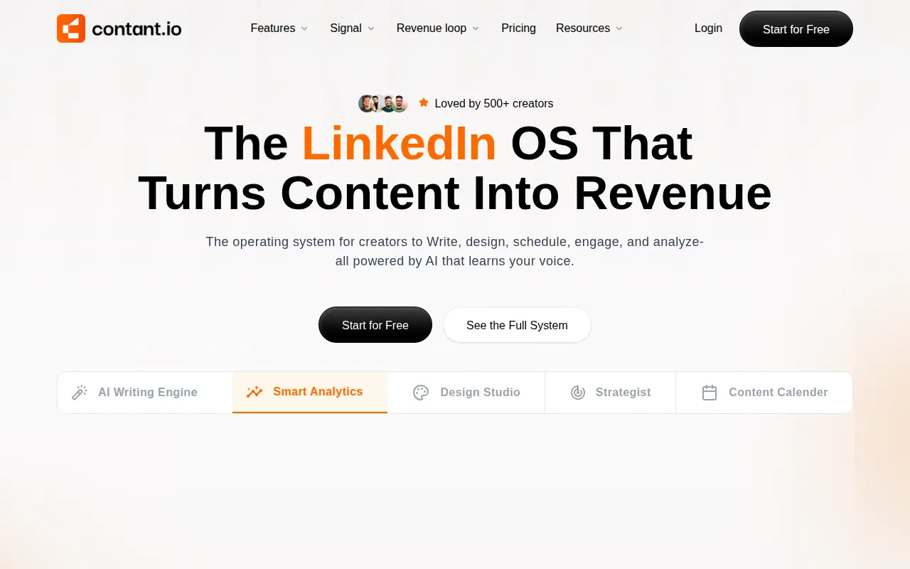 Homepage of contant.io