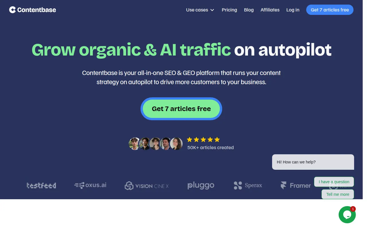 Homepage of contentbase.ai