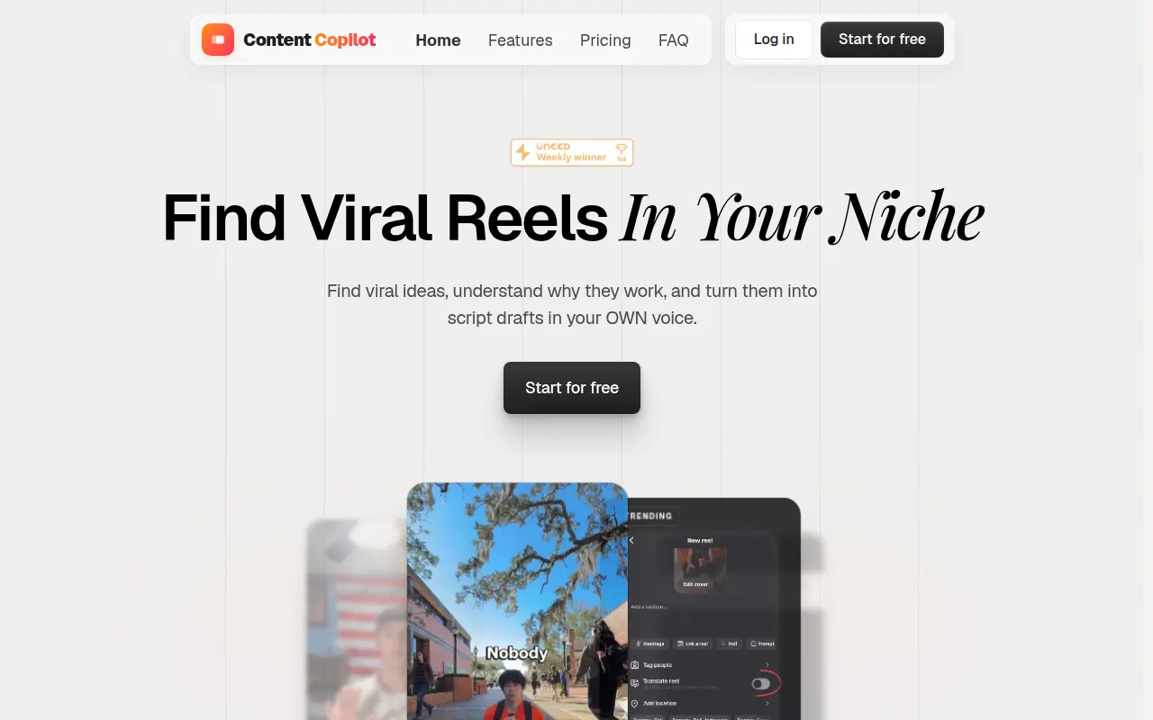 Homepage of contentcopilot.so