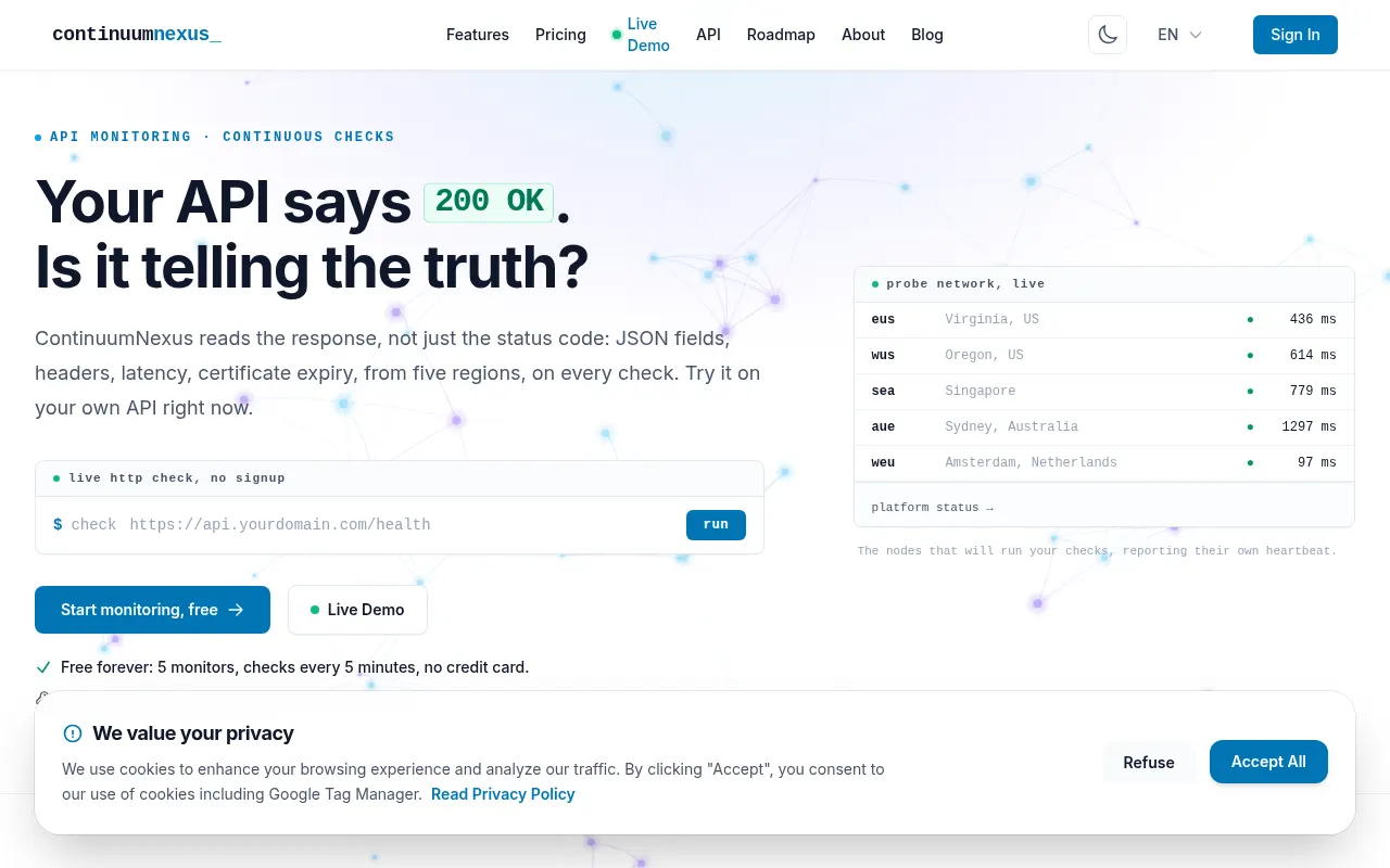 Homepage of continuumnexus.com