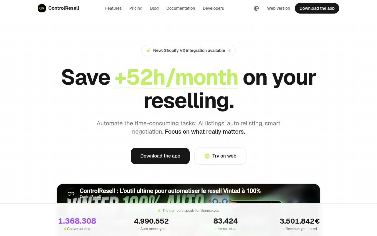 Homepage of controlresell.com