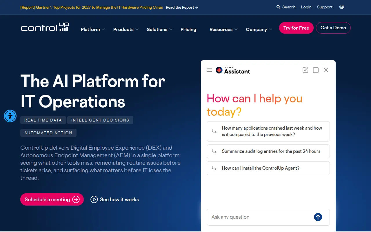 Homepage of controlup.com