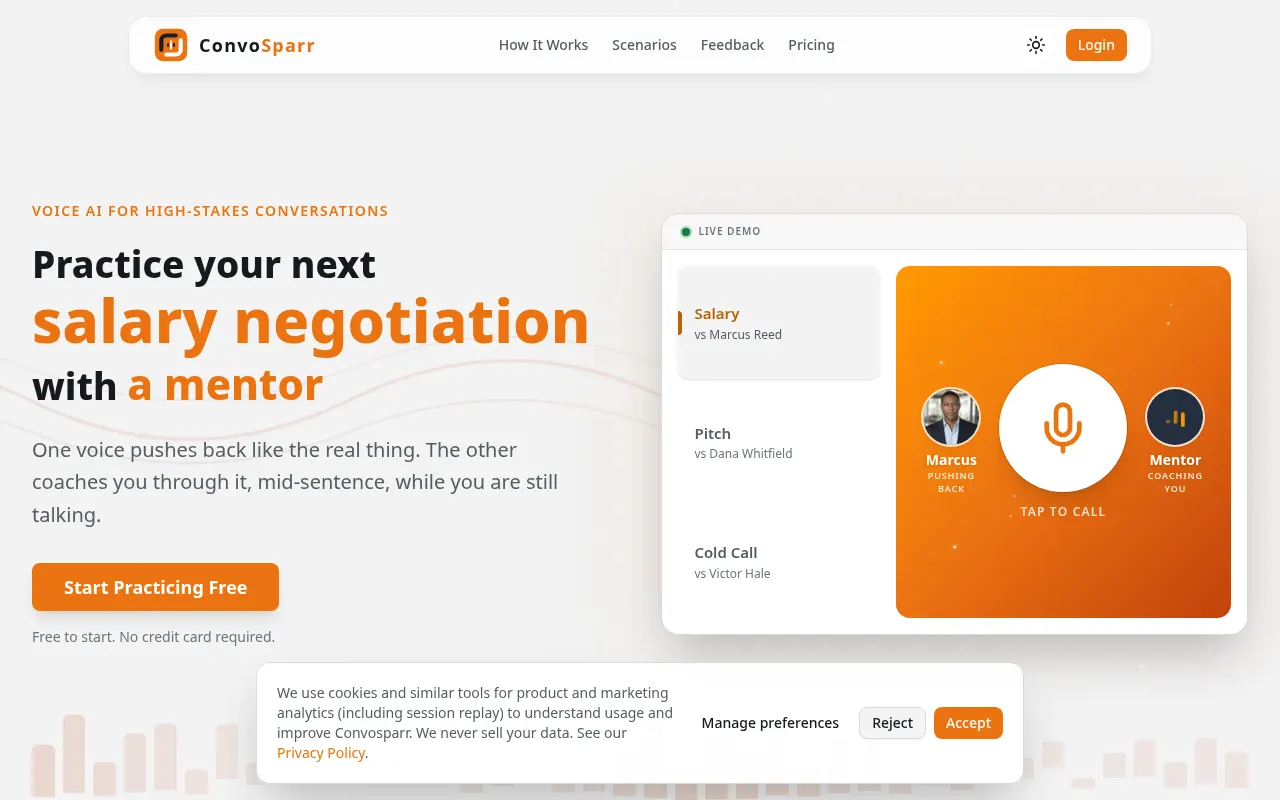 Homepage of convosparr.com