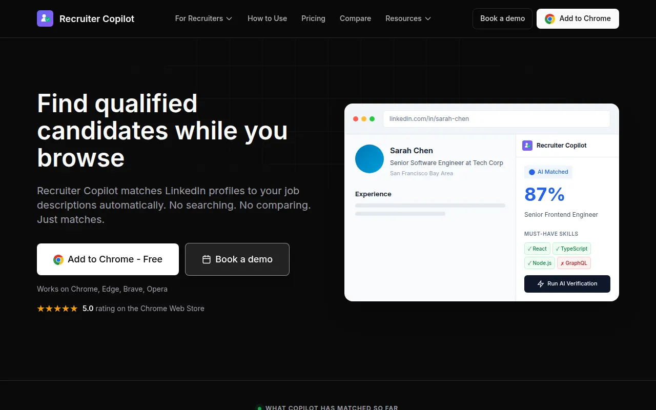 Homepage of copilot.recruitaisuite.com