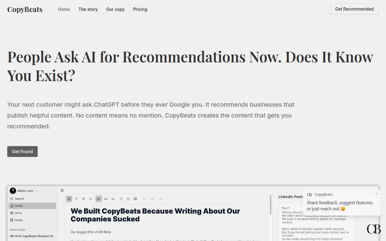 Homepage of copybeats.com