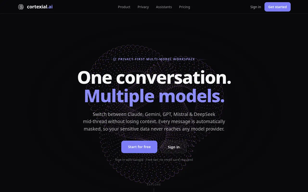 Homepage of cortexial.ai