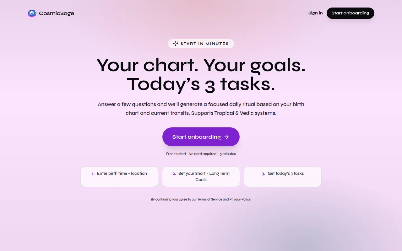 Homepage of cosmicsage.app