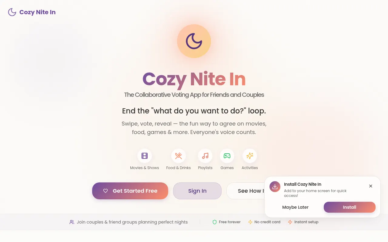 Homepage of cozynitein.com