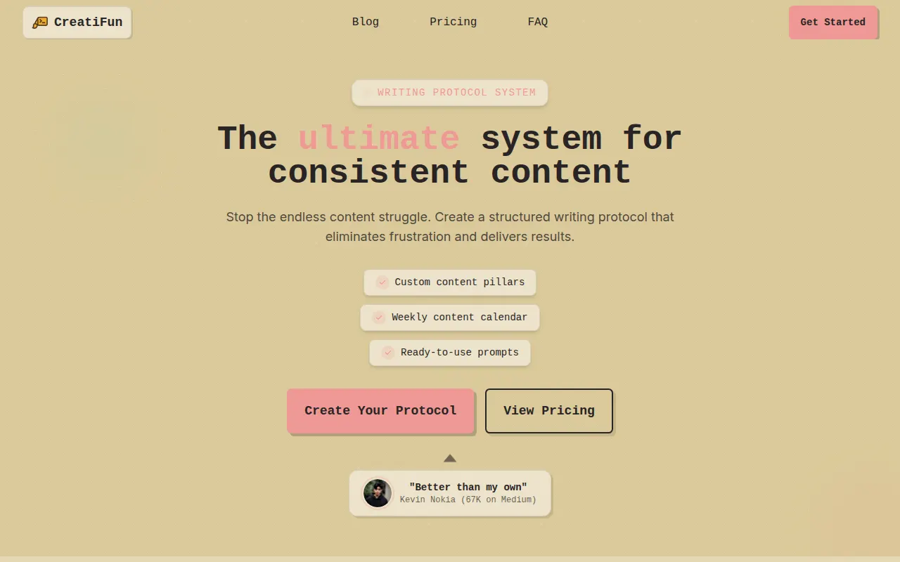 Homepage of creati.fun