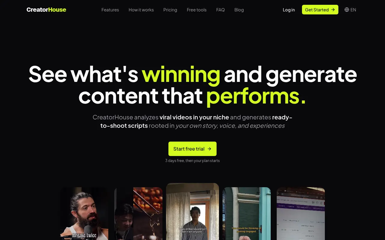 Homepage of creatorhouse.app