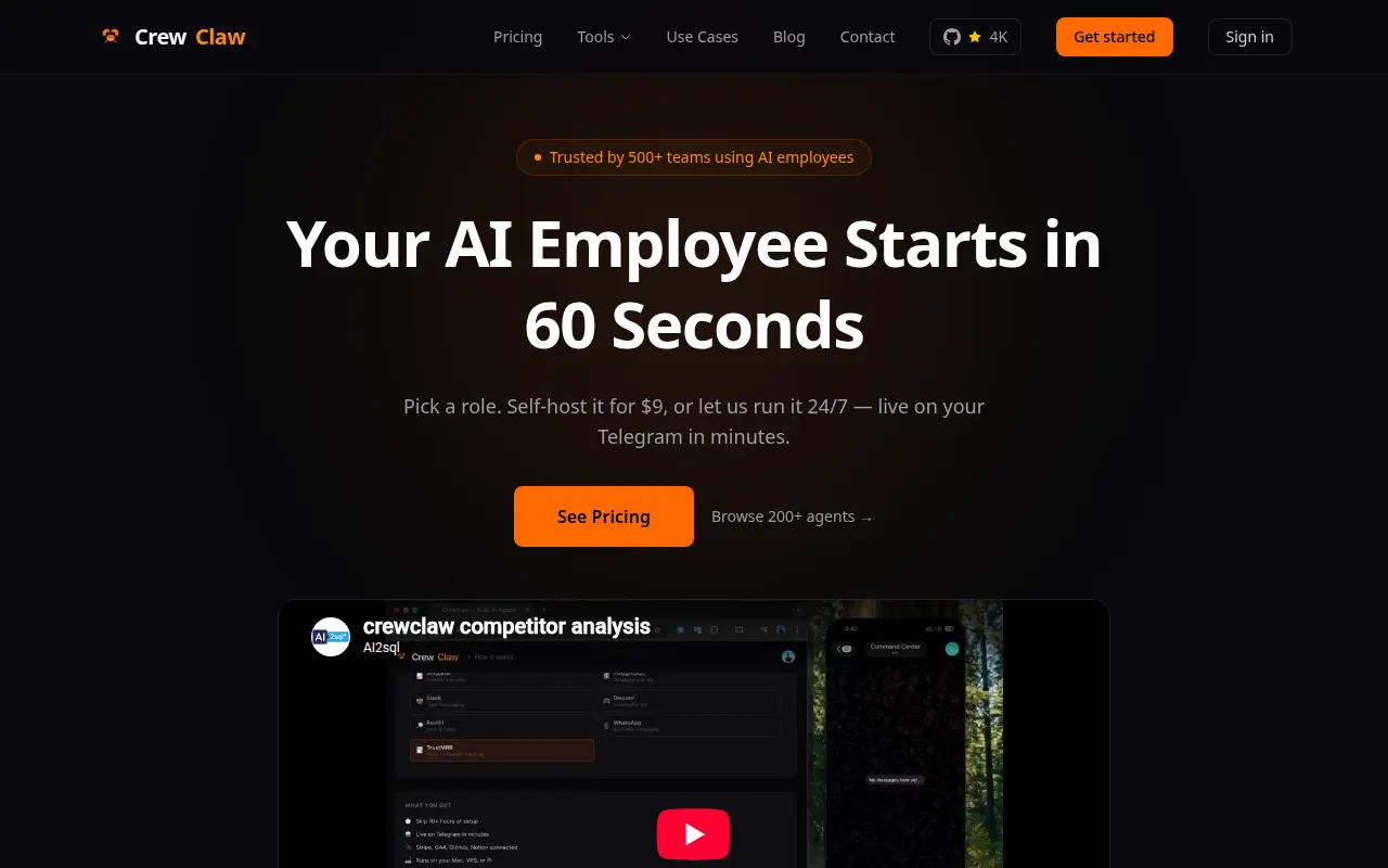 Homepage of crewclaw.com