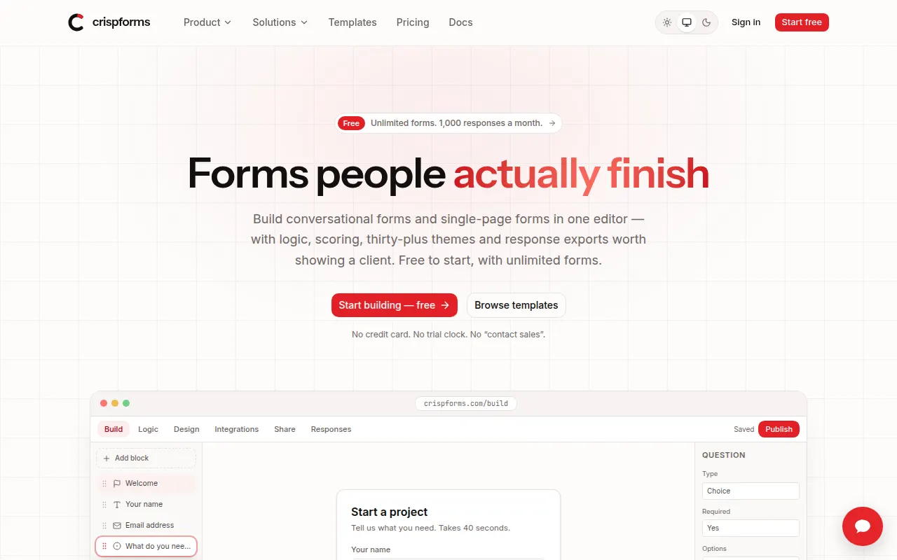 Homepage of crispforms.com