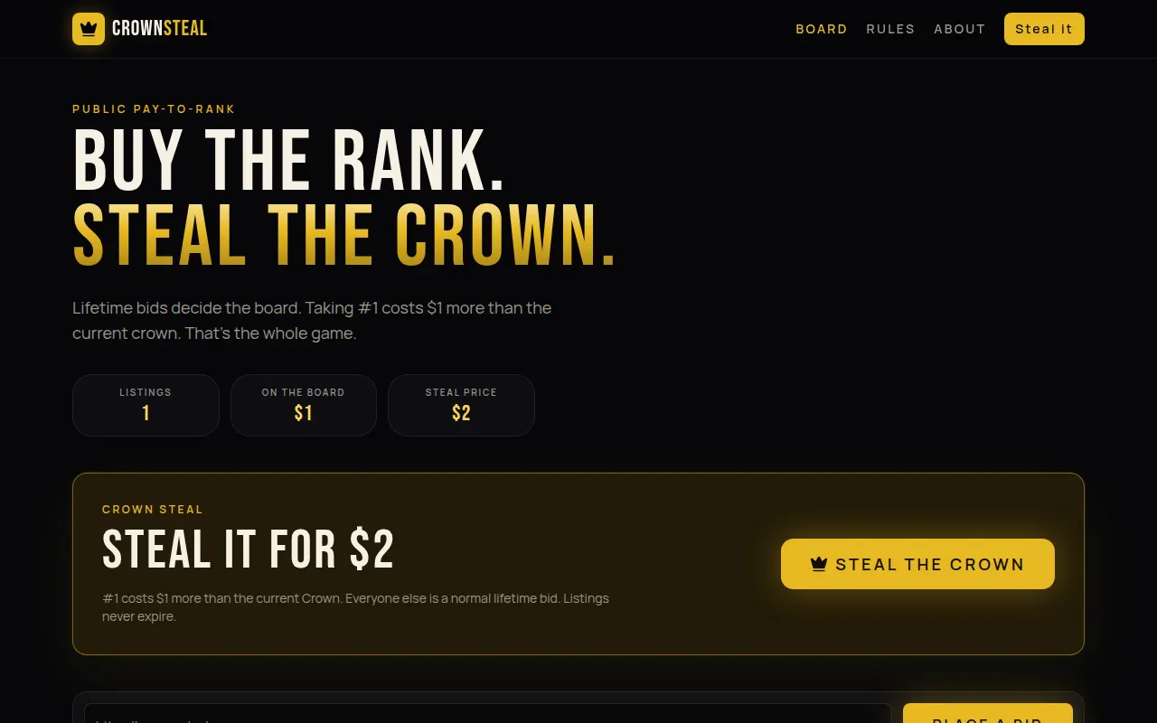 Homepage of crownsteal.lol