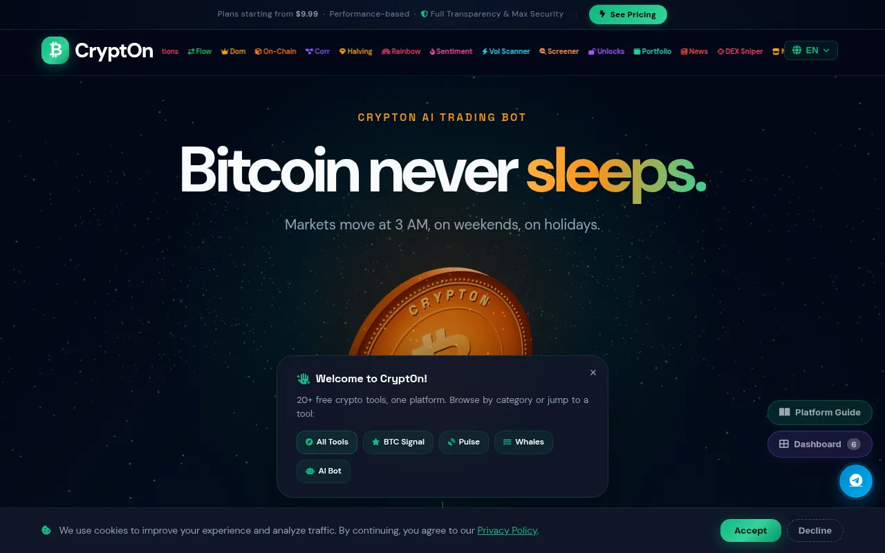 Homepage of cryptontradebot.com
