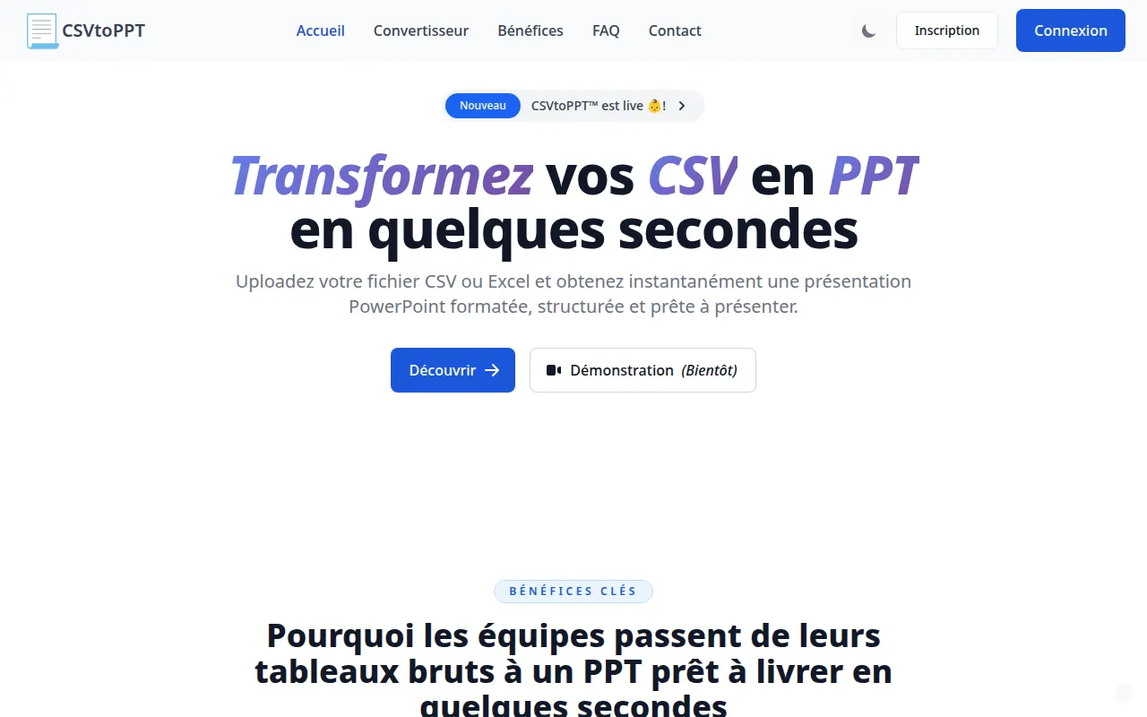 Homepage of csvtoppt.sassify.fr