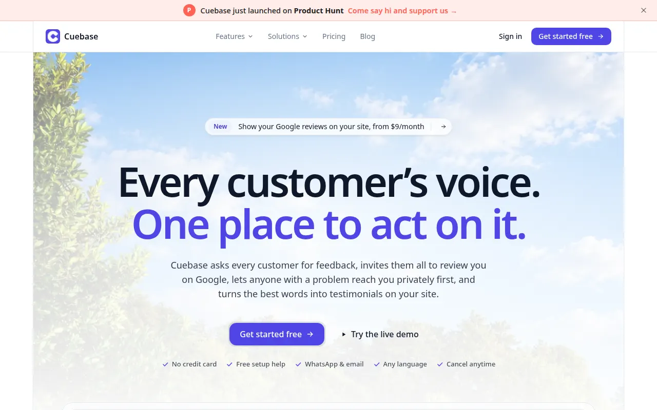 Homepage of cuebase.co