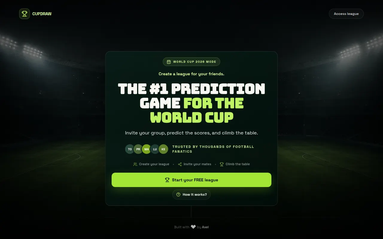 Homepage of cupdraw.com